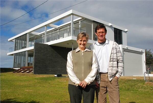 INNOVATIVE DESIGN:  Builder Morgan Evans has been awarded by the ACT and South East NSW Master Builders Association for the custom designed house he built for Lynne (pictured) and Ross Babbage at Potato Point.