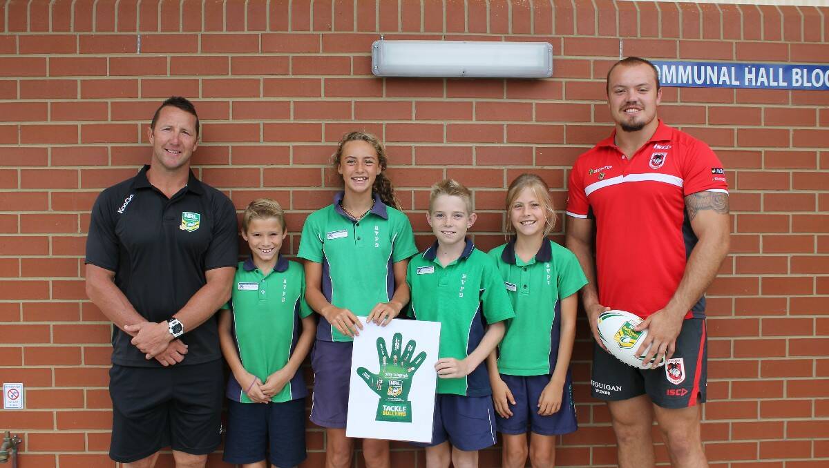 BEGA: St George-Illawarra Dragons visited schools across the Far South Coast all this week as part of the NRL’s Community Carnival and Tackle Bullying campaign.
