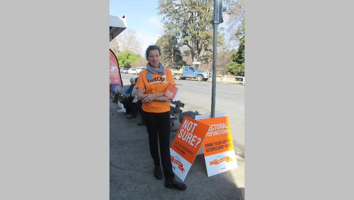 Handling out leaflets for GetUp! Is Candelo’s Sarah Russell.