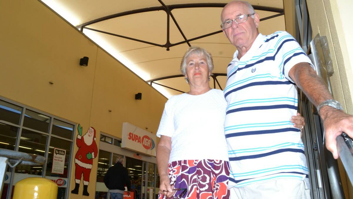NO GO: Jackie and Leo Demchy regret the looming closure of IGA in Moruya, fearing prices will rise under a Woolworths monopoly.