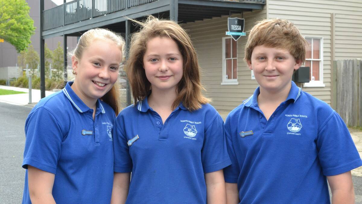 Emily Brennan, Maddie Blackman and Ashley O’Meley representing Moruya Public School in Moruya.