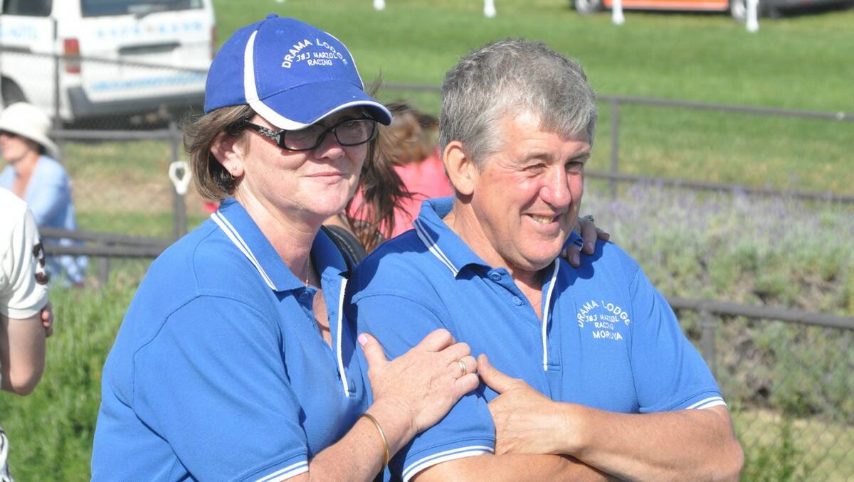 THREE WINNERS: Julie and John Marzol celebrate their third winner on Saturday after Mineral Deposit was first past the post in race five. PHOTO: Dean Benson.