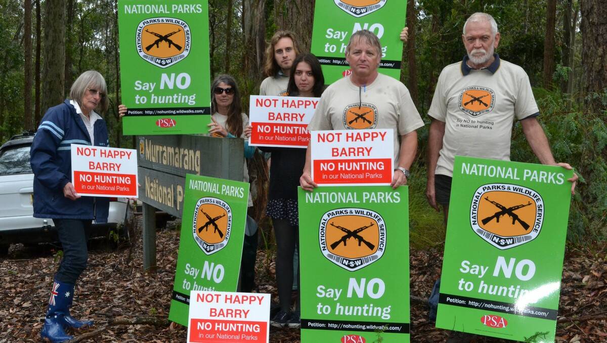 NOT HAPPY: Friends of Durras members Alison Baird, Jenny Smith, Ben Johnson, Billy Reitzenstein, John Perkins and Mike Hadfield are campaigning against proposed changes to allow shooting in national parks.