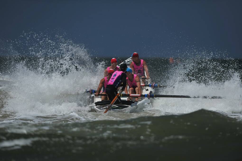 OPEN WATER: Batemans Bay’s open men’s crew of Wayne Coppin, Brian Stephenson, Steve Kenna, Brendan Ellis and sweep-coach Neil Innes came third at the Australian Open on the weekend.