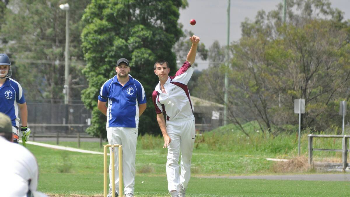 SPIN KING: Broulee youngster Sam Bennett picked up three crucial wickets in his side’s comfortable win over Bay Tigers Gold on Saturday. PHOTO: Dean Benson.