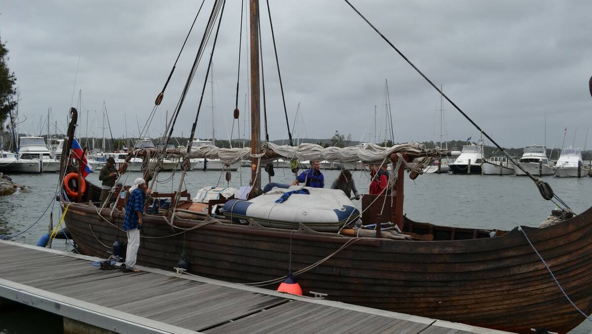 The boat is under repair at Batemans Bay, near the marina.