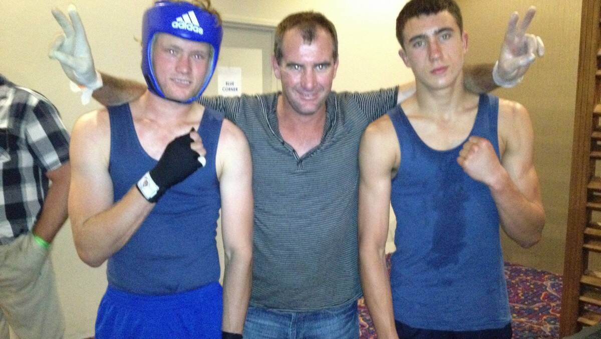 GOLDEN GLOVES: Dean Maddison, Richard Fafie and Blake Donnelly at the Croatian Club in Punchbowl last Friday.