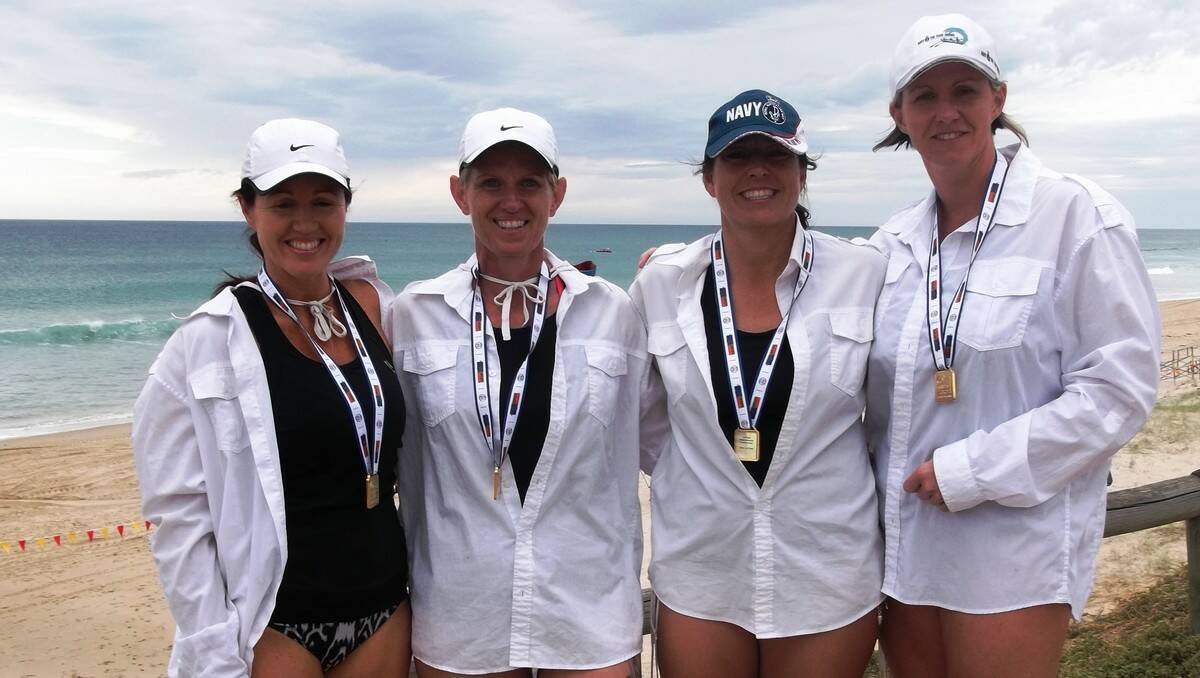 MASTERS WOMEN’S: Mel Kauffman, Barb Van Luin, Tracy Innes and Danielle Heron in Adelaide last week after taking out gold in the masters women’s division.