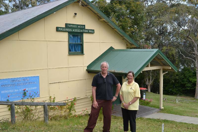 SUNSET COMMITTEE: Lei Parker and Councillor Danielle Brice say farewell to a building that played a significant role in the community’s history, the Tuross Head Progress Association Hall. Photo: Sam Strong