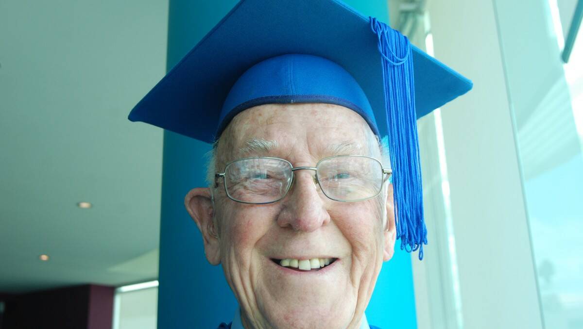 WORTH THE WAIT: At the age of 88, Sidney Chuck is the oldest student to graduate from the University of Wollongong’s Batemans Bay campus.