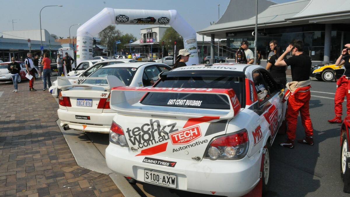 THEY'RE RACING: The Rally of the Bay roared into life in Batemans Bay this morning as the cars were flagged off before doing battle in the surrounds of the town.