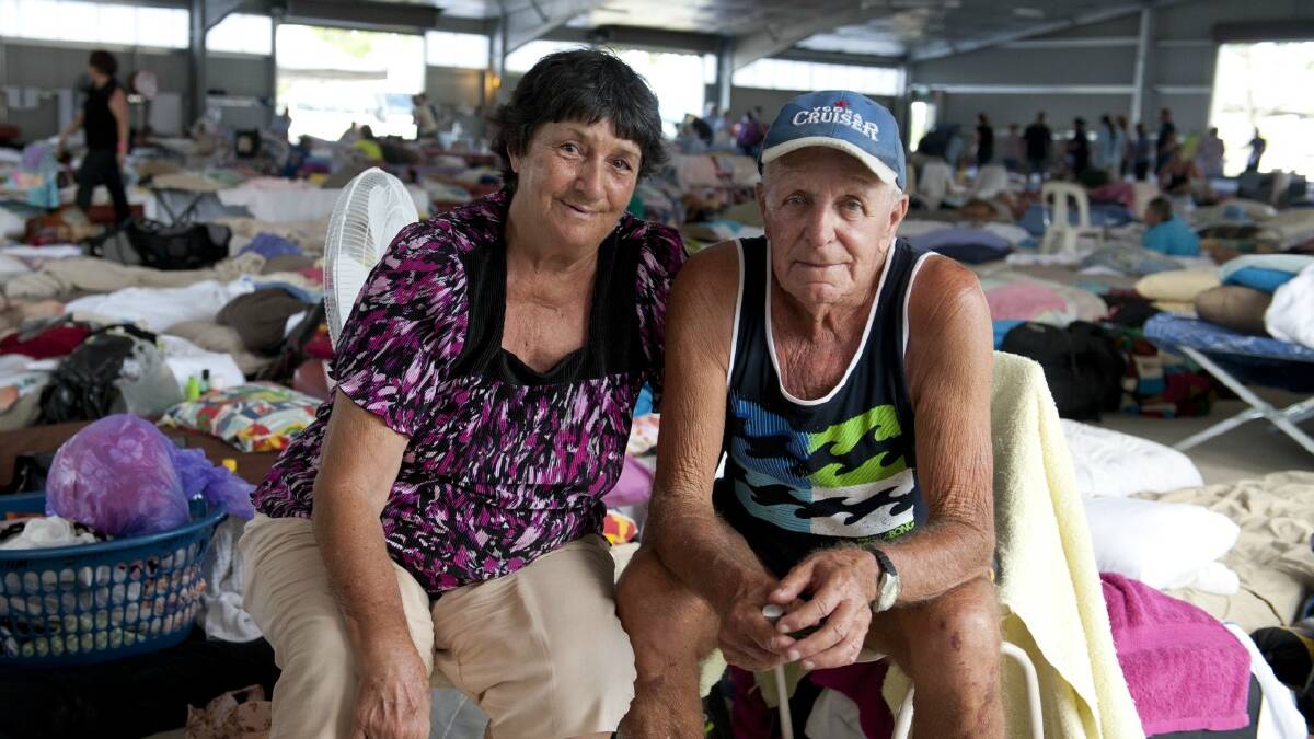 Lucille and Ray Gott in one of Bundaberg's evacuation centres. Photo: Brisbane Times 