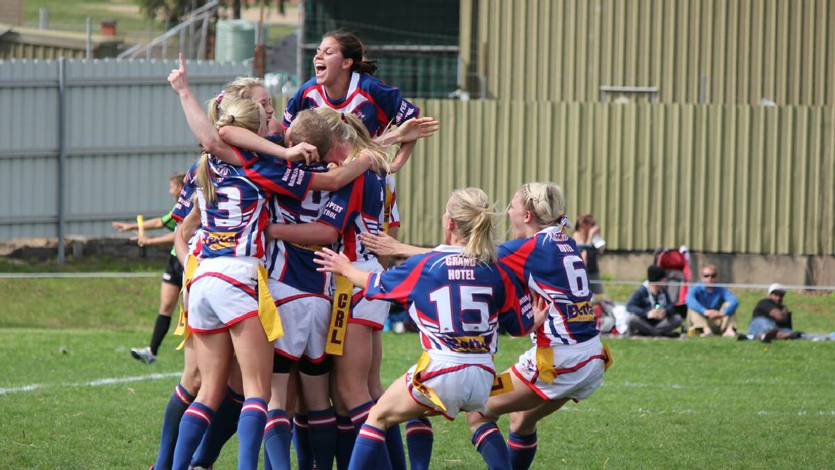 BEGA: Bega Chicks celebrate their ladies league tag grand final win over Cooma Fillies.