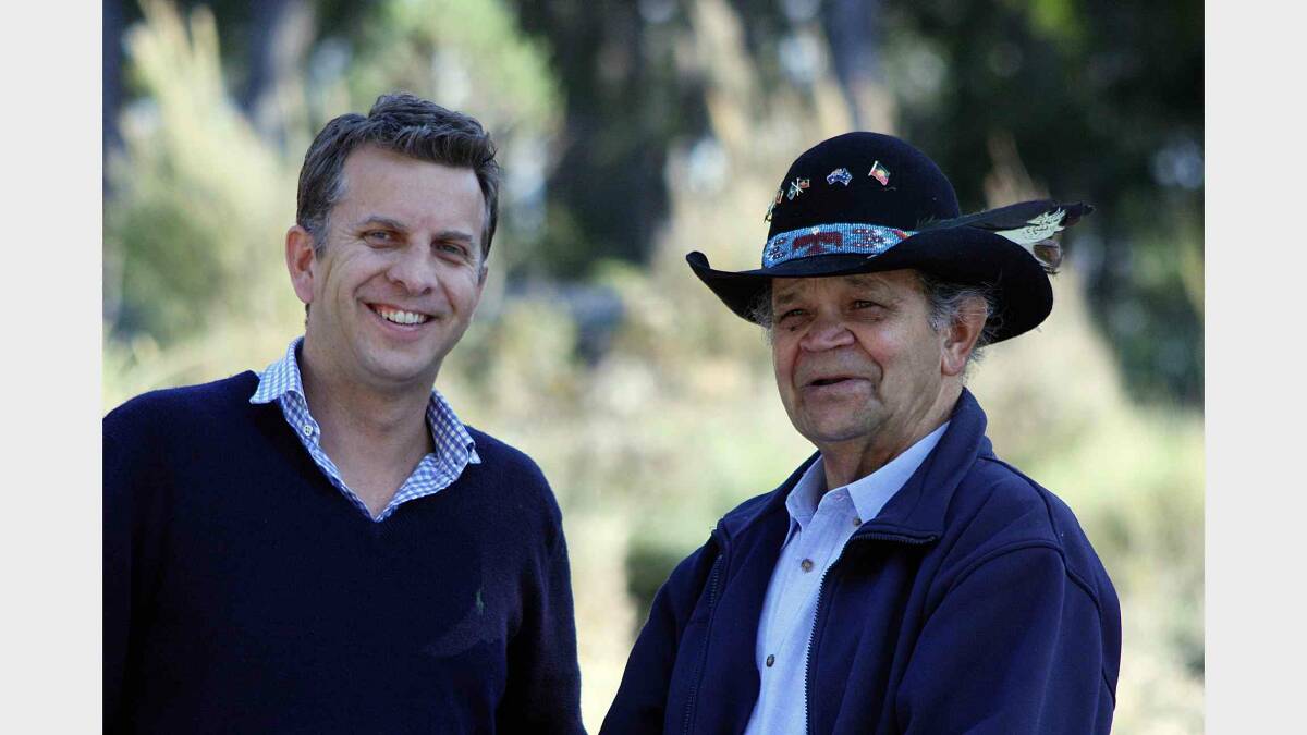 EDEN: Member for Bega Andrew Constance (pictured with advocate and Aboriginal elder Pastor Ossie Cruse) announces a $1.3 million upgrade will begin in September to improve access to Aboriginal cultural hub, Jigamy Farm, north of Eden.