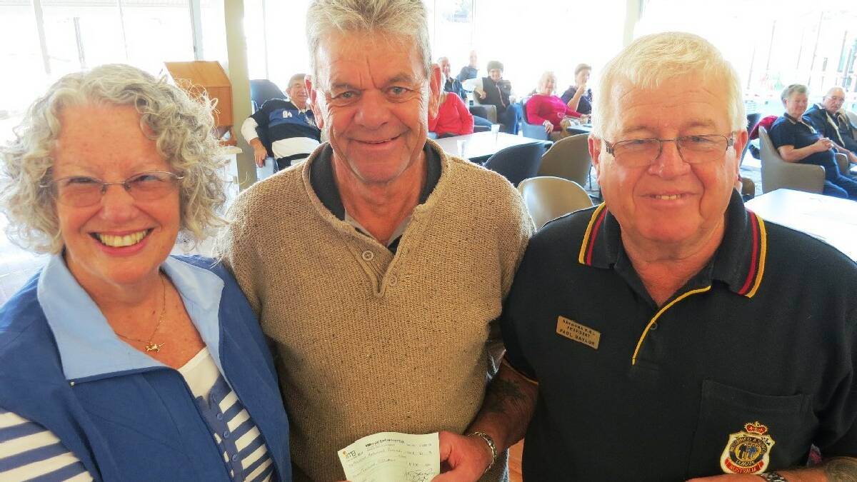  NAROOMA: Narooma Historical Society president Susan Pryke and Trevor Bennett receive a $1,000 donation from Narooma RSL Sub-Branch president Paul Naylor toward the cost of the plaque honouring the sacrifice and effort of our local veterans in the Second World War.