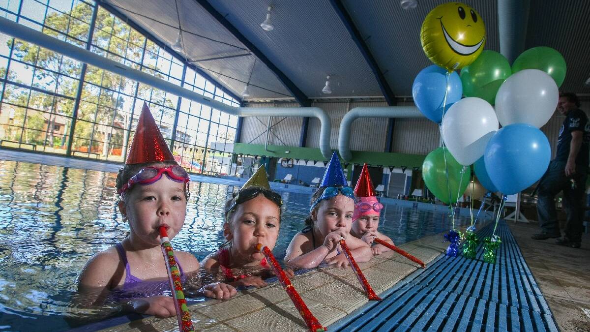 KIAMA: Jade Wright, Ruby walker, Jade Miller and Bree Miller at the Kiama Leisure Centre - re-opened after February's tornado. Picture: Dylan Robinson.