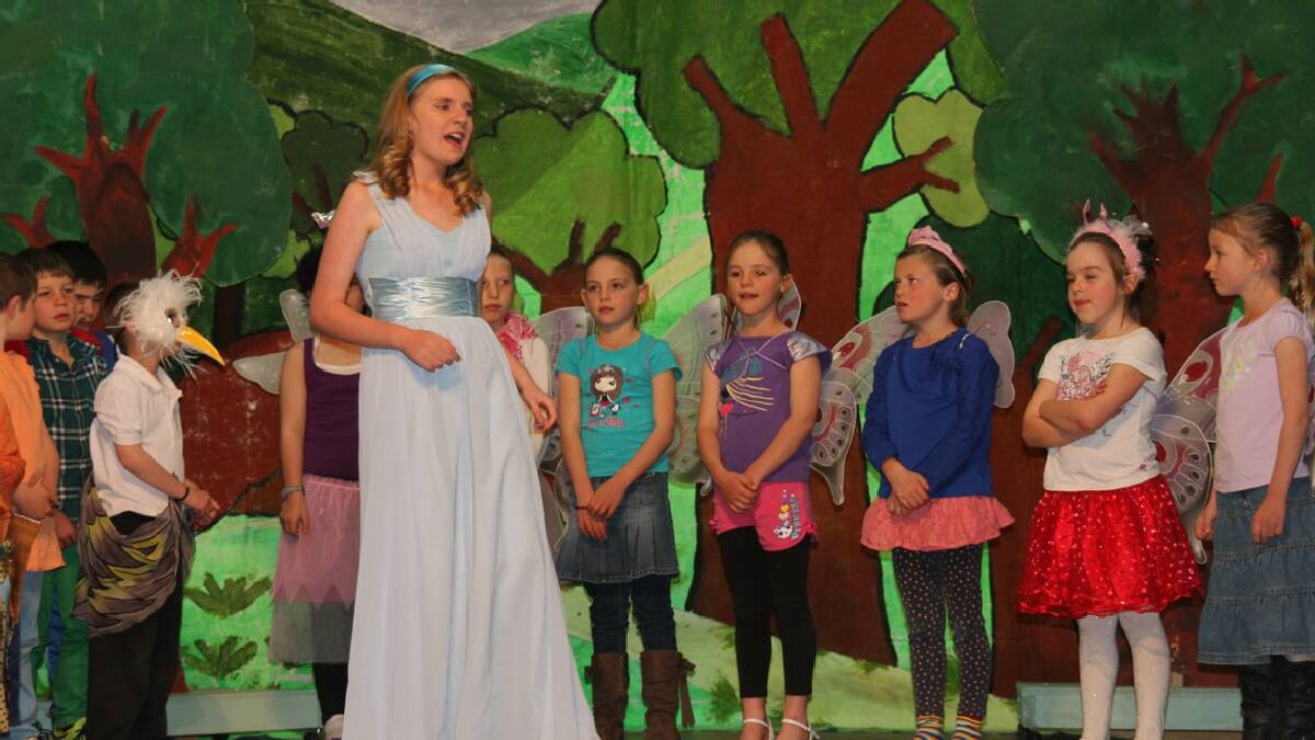 BOMBALA: Claudia Tonks played Aurora, while younger students were birds and butterflies in “The Frog Prince” production of the Delegate Public School.