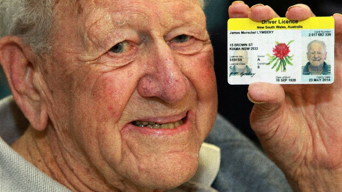 KIAMA: Kiama's Jim Lymbery, 93, hands in his Drivers Licence after a lifetime of unblemished driving. Picture Greg Totman 