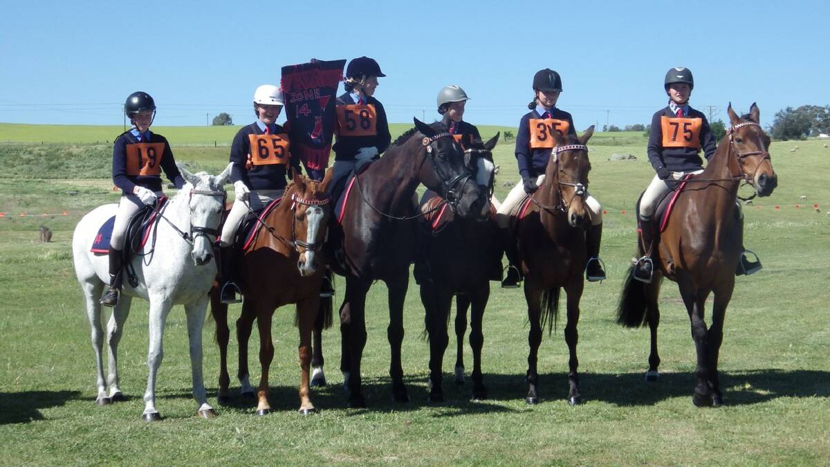 BEGA: Bega Pony Club's Tiffany Street (second from left) is part of the Zone 14 team which travelled to Harden to   compete in the ODE state pony club championships. 