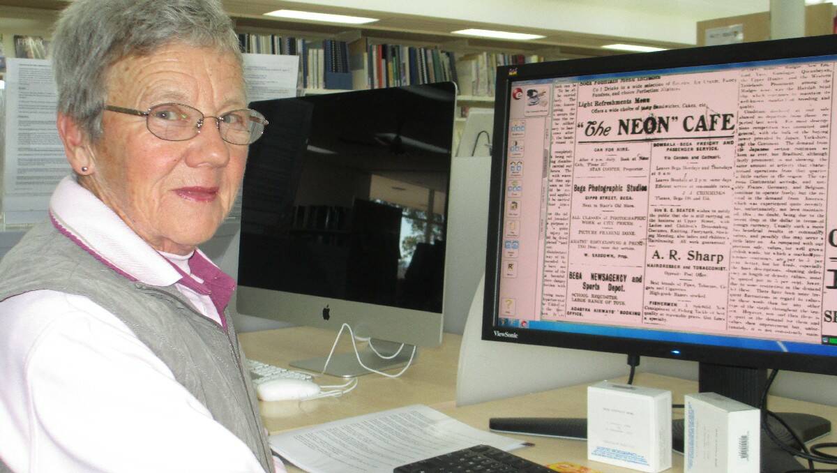  BEGA: Margaret Sly researches local newspapers using the National Library of Australia’s Trove program. Historic Bega papers have now all been digitally scanned and are able to be read and searched online.