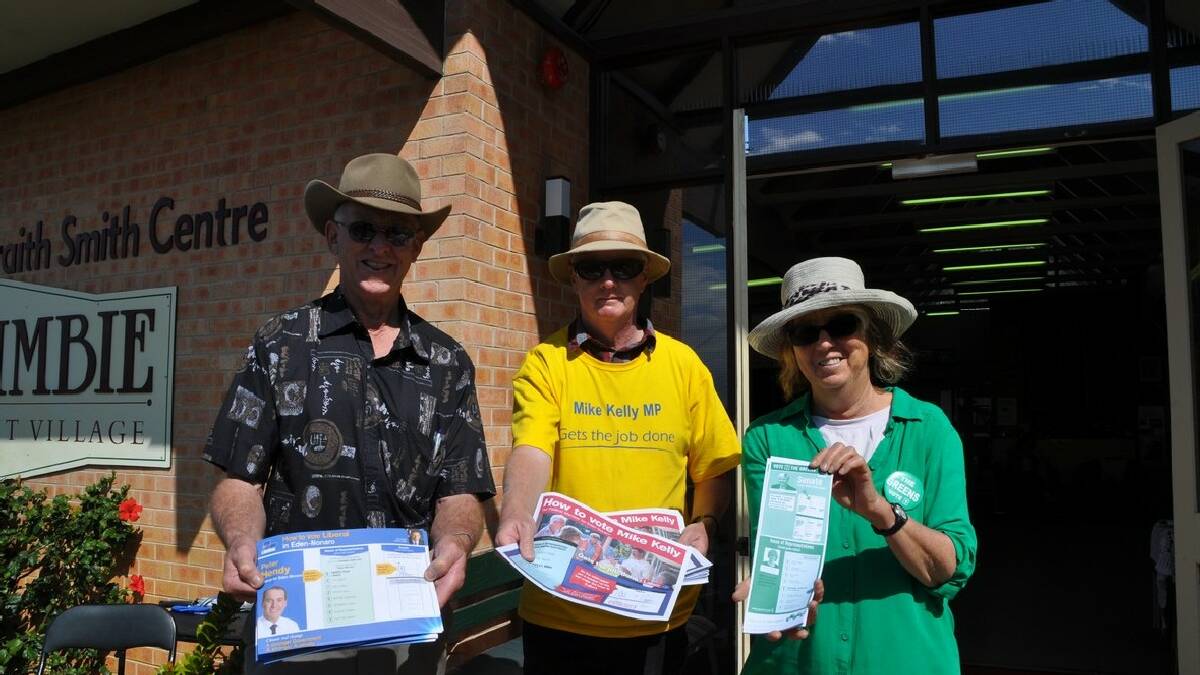 Take your pick: Brian McWhae, Jon Lee and Sylvie Mester all had leaflets to give out to the undecided voter.