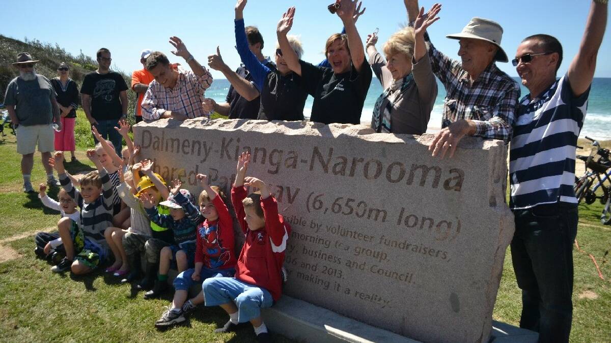  KIANGA: Eurobodalla Shire Council on Saturday hosted a big celebration to say thank you to the volunteers for their amazing work helping to build the Narooma-Kianga-Dalmeny   shared pathway. More than 100 people gathered for the unveiling of the tribute stone at Kianga Beach.