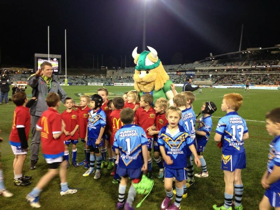 The Bombala district's Under 8s Rugby League side delighted in playing the Gungahlin Bulls at Bruce Stadium on June 15, also having the chance to watch the Canberra Raiders play at home and meet the team's mascot.