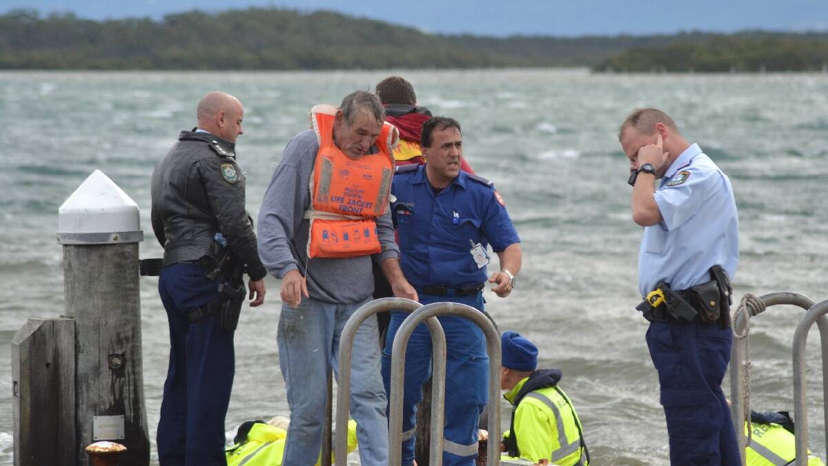 NOWRA: Tony Bretherton after being rescued from the Shoalhaven River when his punt capsized on Monday afternoon.