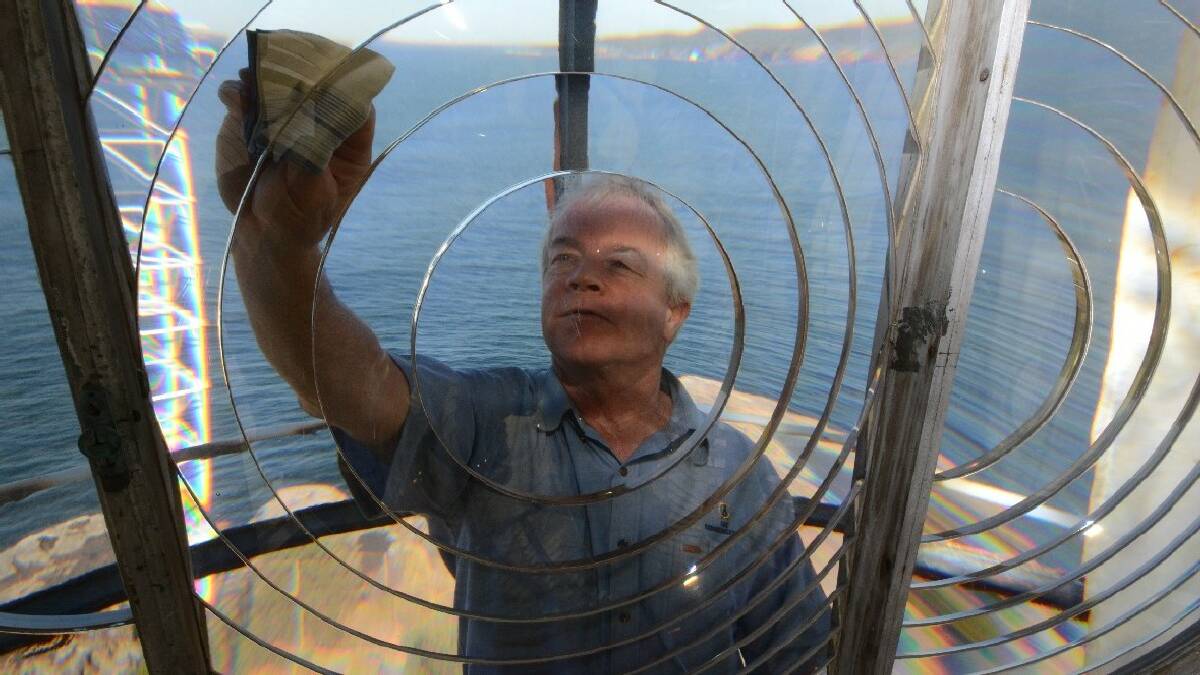 JERVIS BAY: Ian Clifford from Lighthouses Australia inside Point Perpendicular lighthouse which will be switched on for the International Fleet Review in Jervis Bay next week.