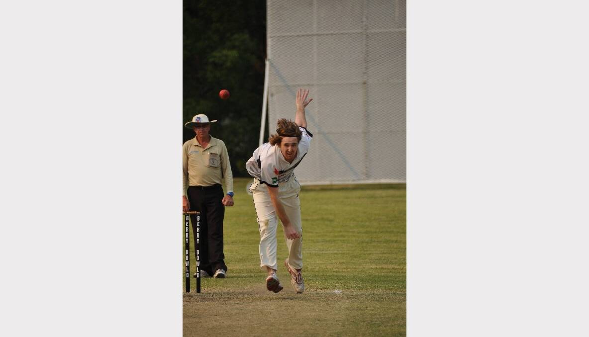 BERRY: Berry-Shoalhaven heads bowler Connor Edenden could not manage to get a wicket on Saturday against Bomaderry,   bowling 0/40 in second grade. Photo: GILLIAN LETT