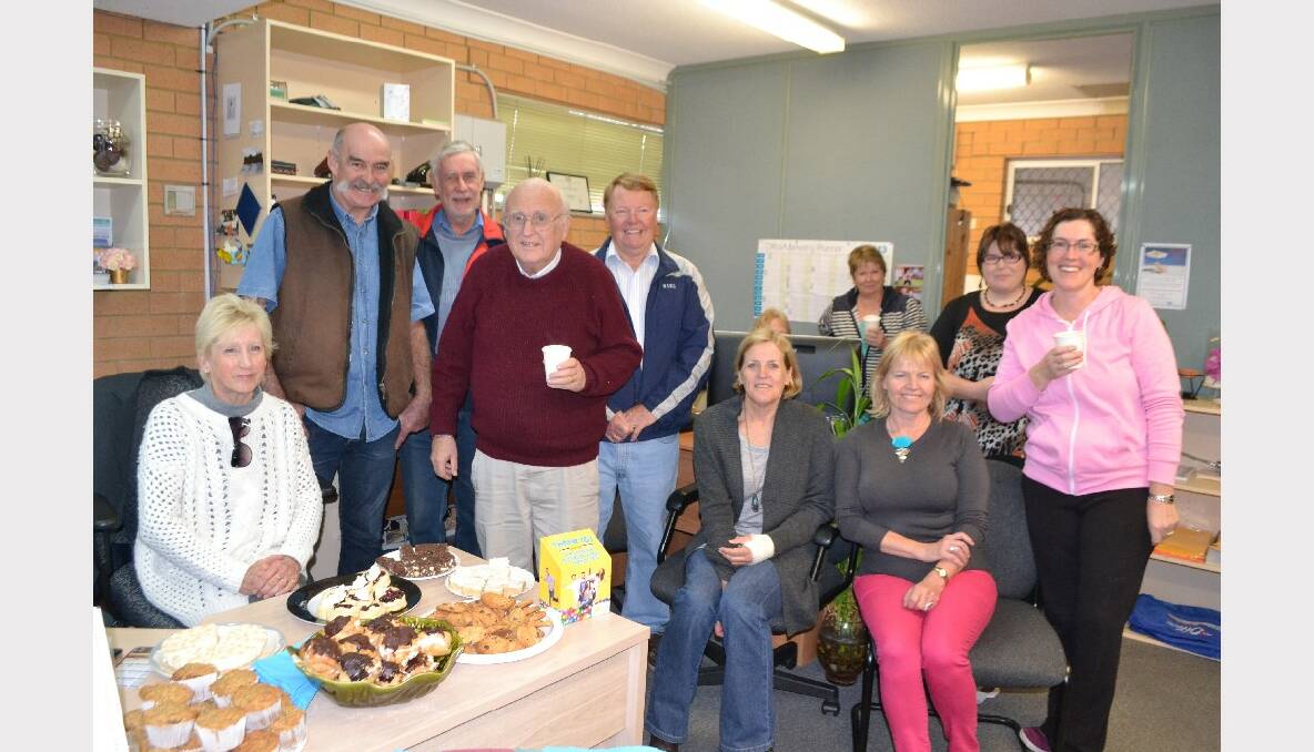 Whale Realty hosted a late Biggest Morning Tea last Thursday and pictured are Gail and Michael Knight, Rob Atkinson, Phil Potter, Les and Sue Waldock, June Sheard, Rose Maddox, Tori James and Dawn Bowra. The tea raised $210 for the Cancer Council.