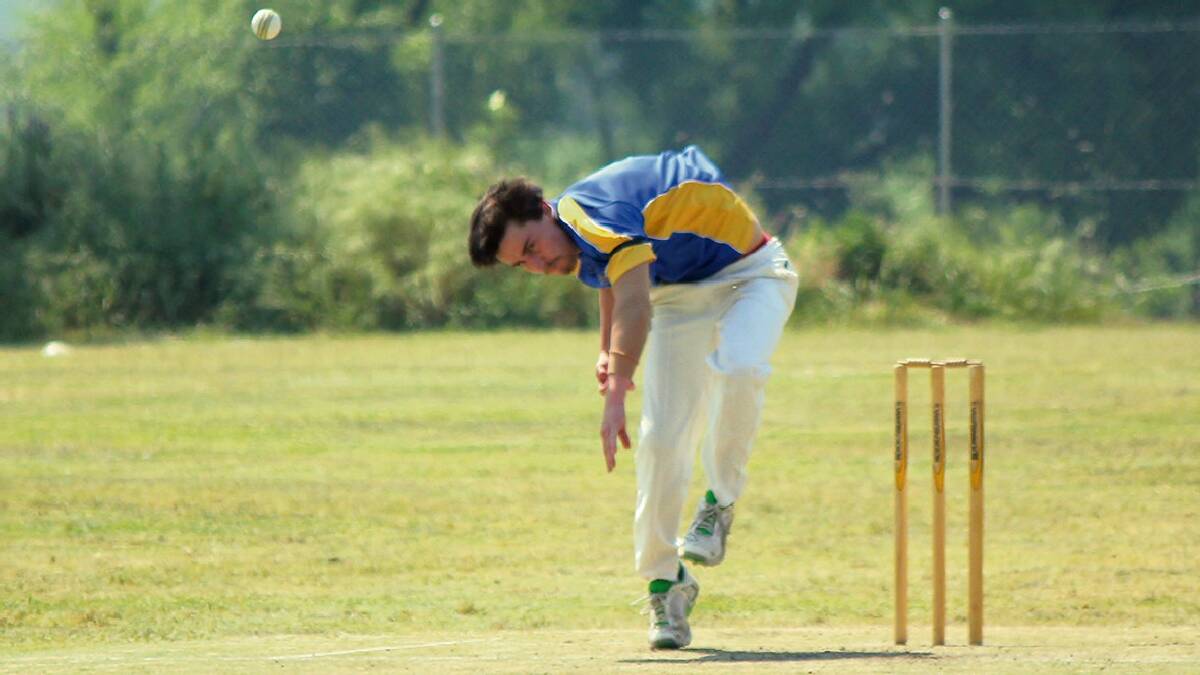 BEGA: Bega/Angledale Bulls bowler Hamish Wilcox fires a quick one at the stumps against Pambula on Saturday. 