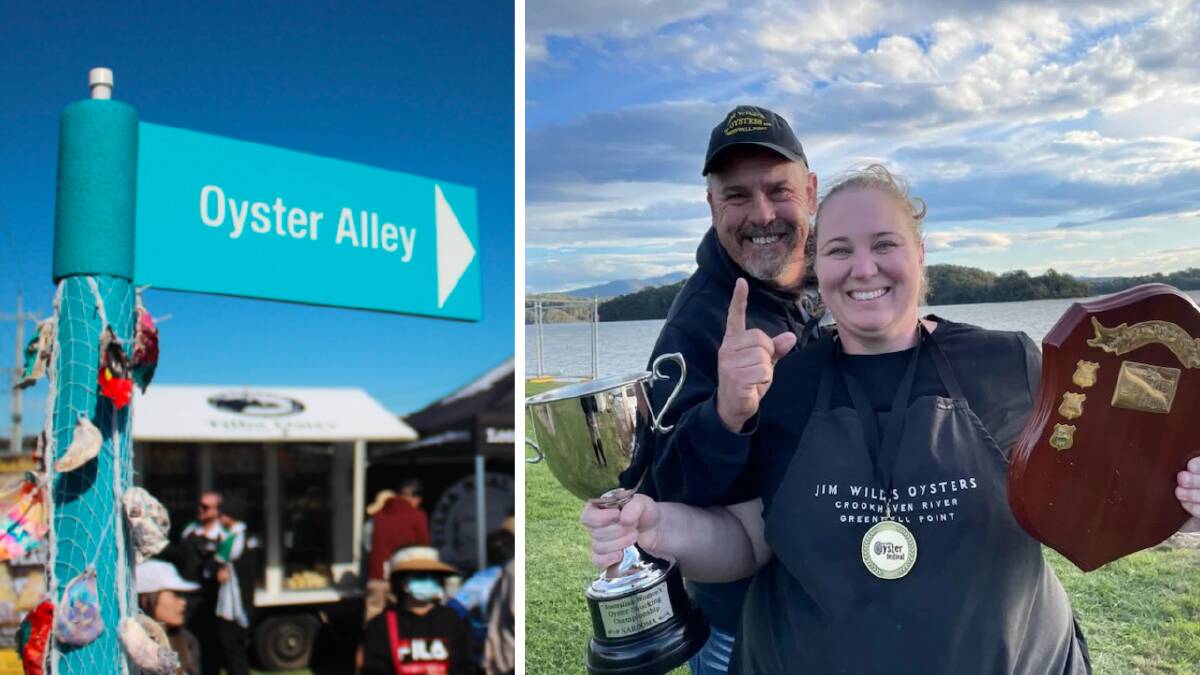 OYSTER SHUCKING ROYALTY: The crowd erupted when Sally McLean of Jim Wild's Oysters took out the women's shucking competition for the second year in a row. Pictures: left, James Tugwell; right, supplied.