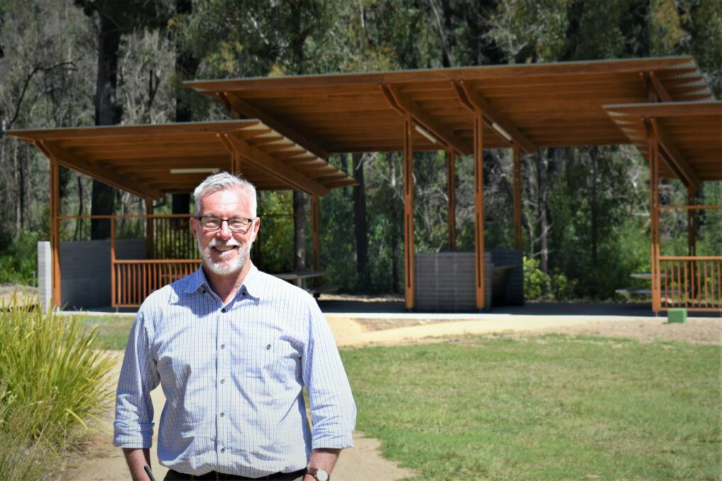 Manager Michael Anlezark by the new barbeque complex at the Eurobodalla Regional Botanic Garden.
