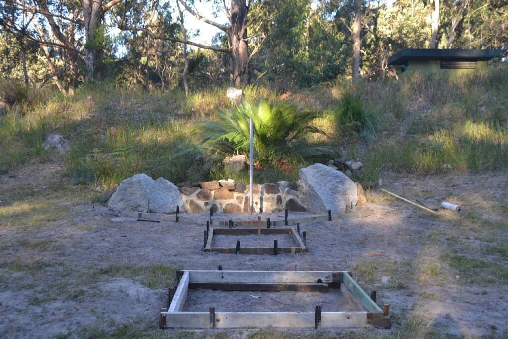 The site where the memorial will be, with the new cenotaph to be unveiled at the Anzac Day dusk service. Photo: Maeve Bannister