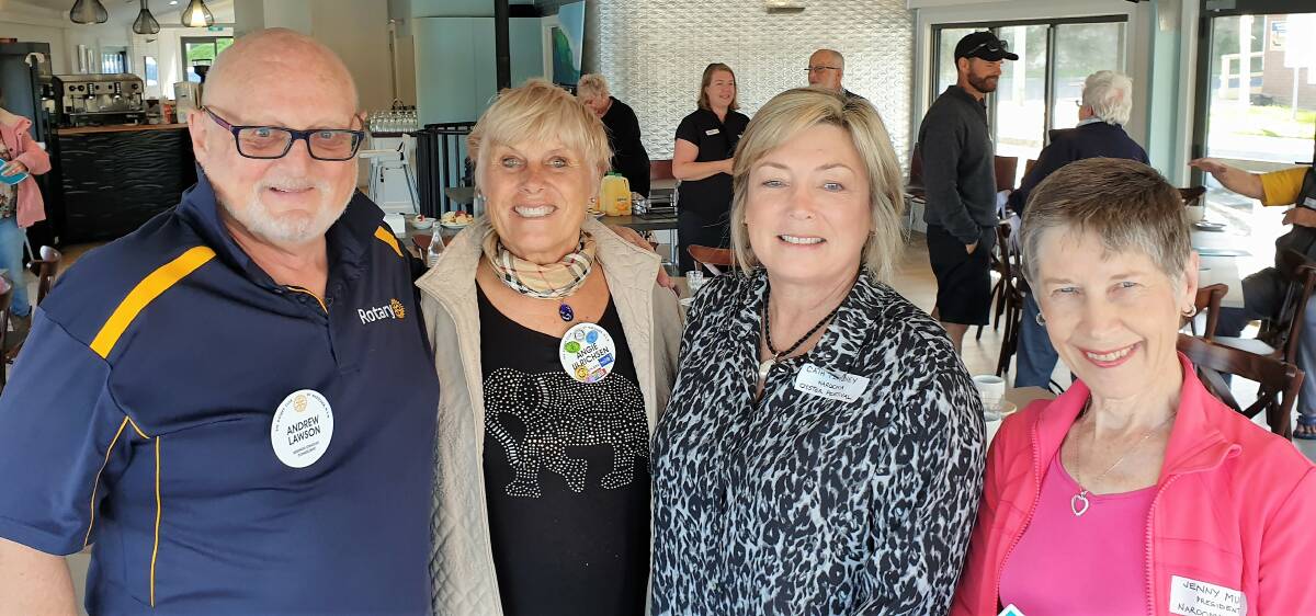 At Narooma Rotarys first Business Breakfast president-elect Andrew Lawson, president Ange Ulrichsen, Narooma Oyster Festival chair Cath Peachey and Narooma Chamber of Commerce president Dr Jenny Munro. Photo: Laurelle Pacey