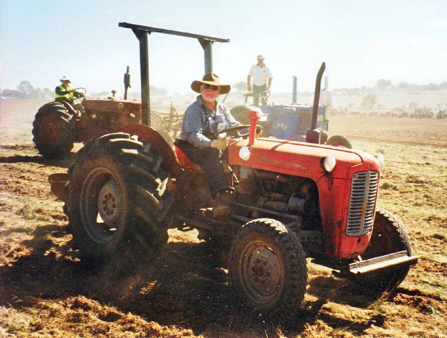 Mr Hickson was a world record holder as part of the "Plough and Be Counted" attempt in Yass. Photo: Supplied. 