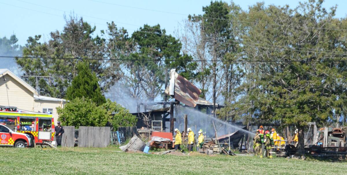 The fire totally destroyed the shed and two cars parked nearby. Photo: Claudia Ferguson. 