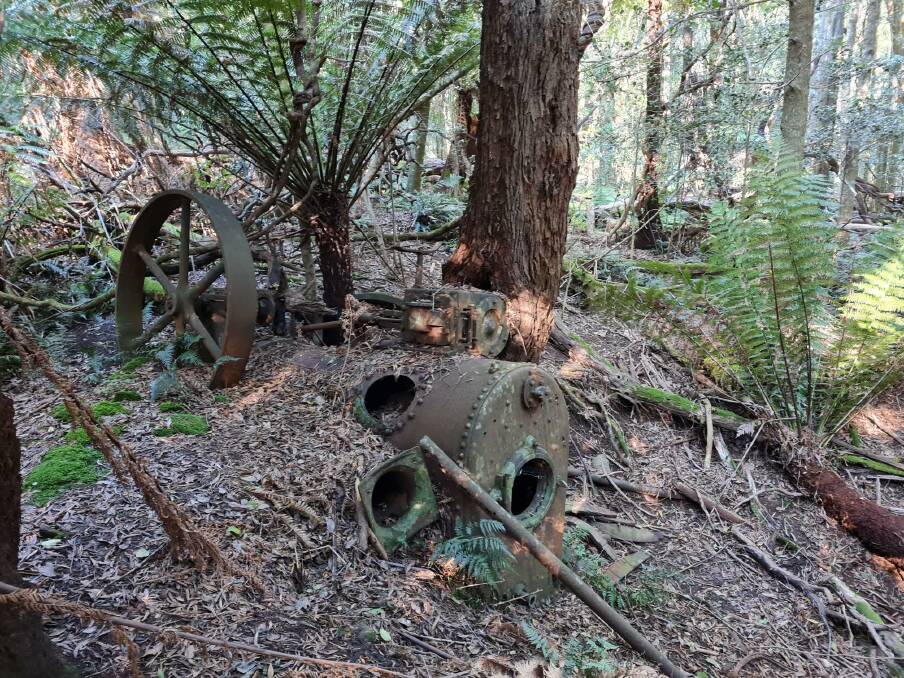Infrastructure from the 1800s gold rush at Gulaga can be spotted on the walk, reclaimed by nature. Picture: Batemans Bay Bushwalkers. 