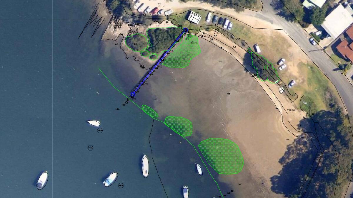 Top down plans for where the jetty would extend to if given approval by Eurobodalla Shire Council.