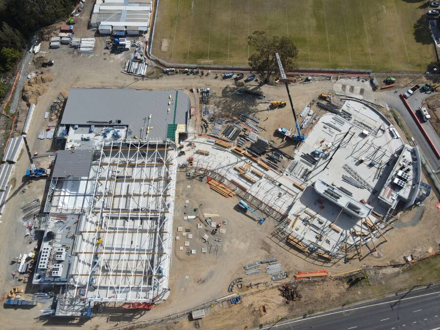A progress shot of Bay Pavilions in Batemans Bay. Aligned Leisure will take up the contract once the facility opens in the first half of 2022.