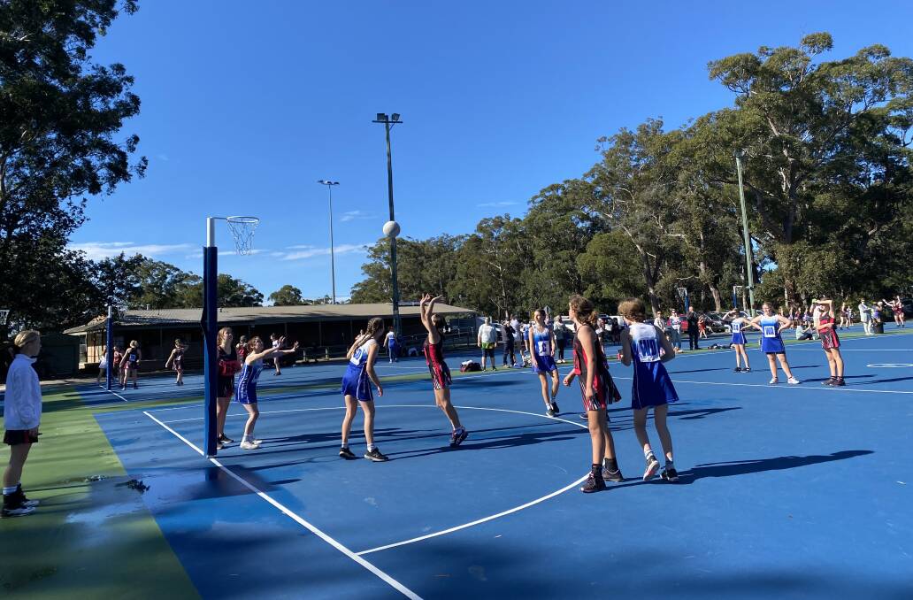 Netball on the new synthetic courts at Captain Oldrey Park in Broulee.