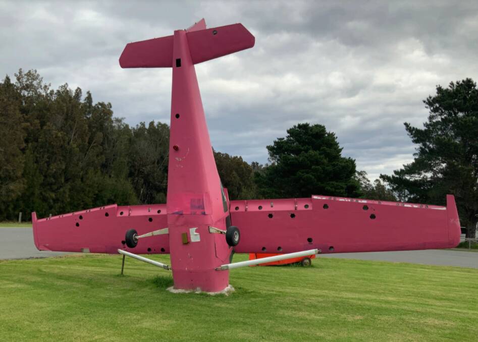 The famous pink plane at a rest stop on the Princes Highway south of Moruya.