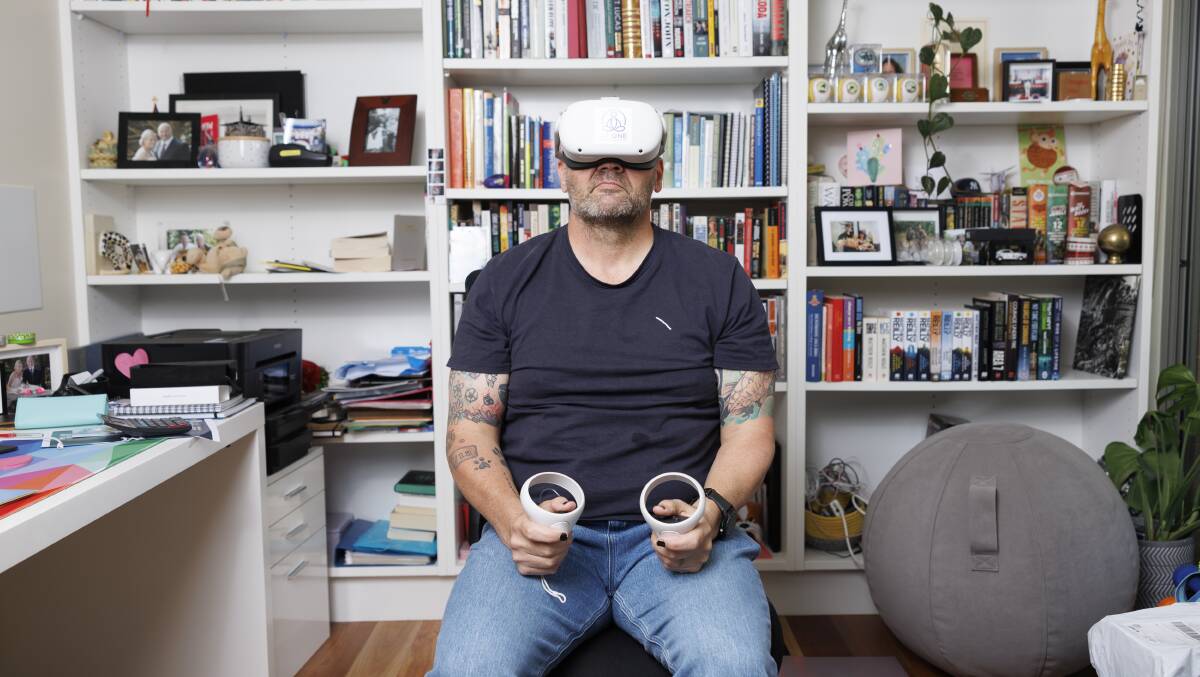 Toddy Berry uses virtual reality to meditate. Picture by Keegan Carroll