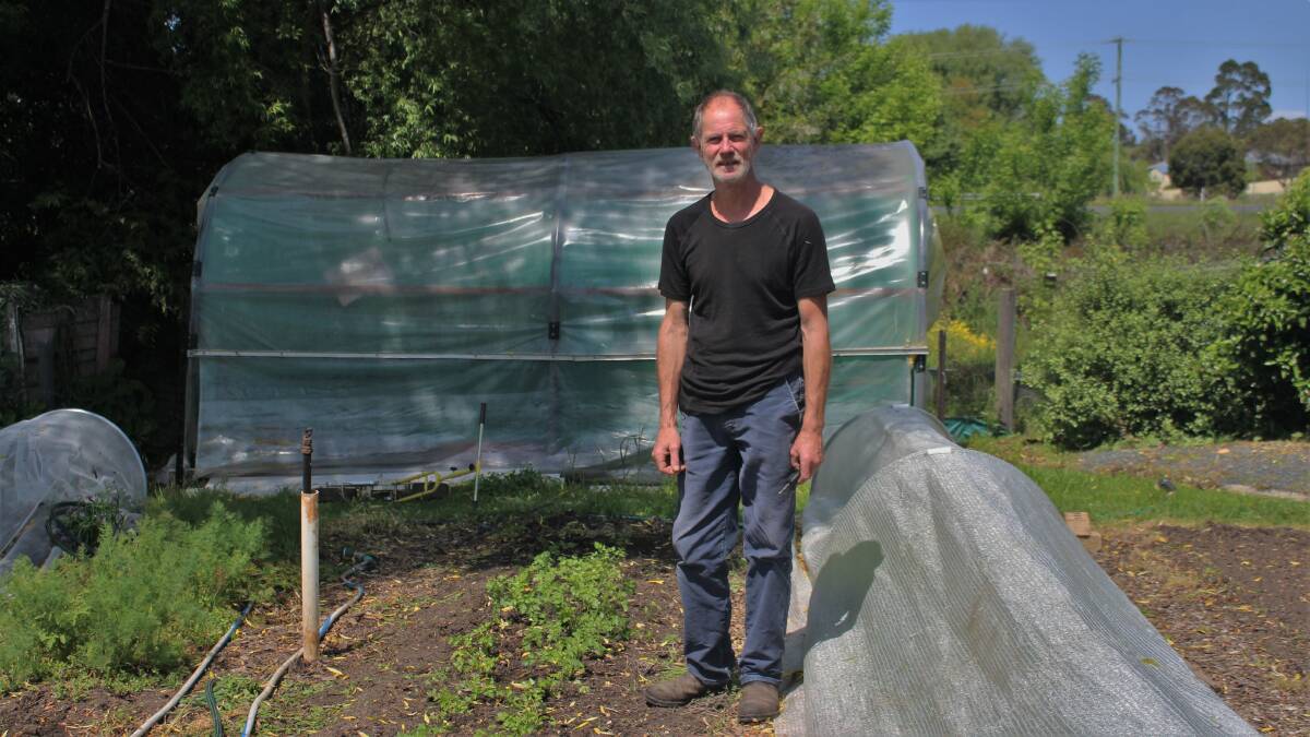 Andrew Baker at his Evans Street urban garden. Picture by James Tugwell.