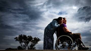 STUCK: Teja and Thomas Roberts have not been able to find a house suitable to his wheelchair mobility in the 10 years they have been living in the Eurobodalla.
Photograph: Supplied