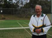 2009 65 men's singles tennis world champion Phillip Higgs at his local courts in Tuross Head.
Picture: James Tugwell