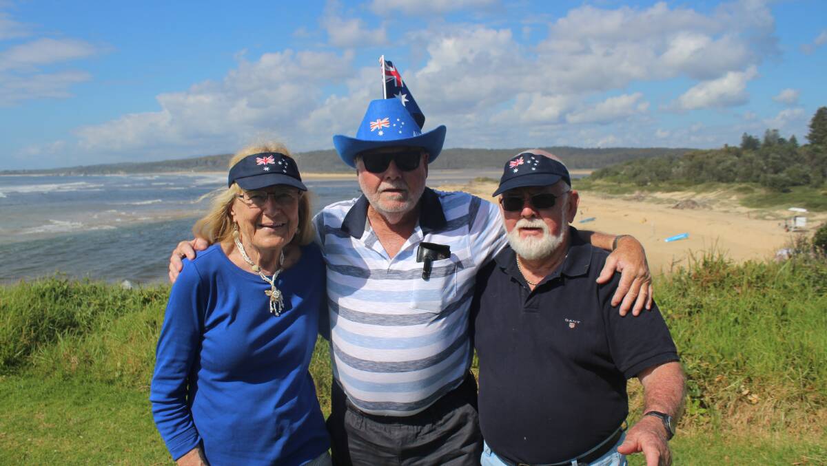 Enid and Terry Fuller and Rob Rickson, residents of Tuross Head for over 40 years. They've come to every Australia Day breakfast since the events' inception.