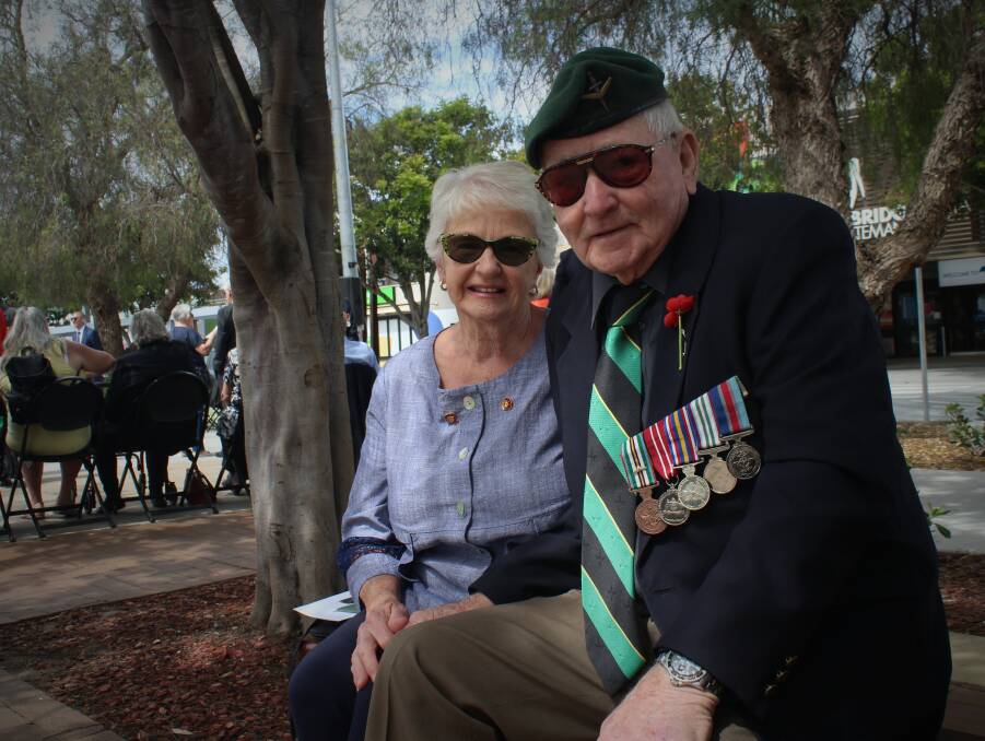 Batemans Bay's Ian and Carlene Headrick at the Remembrance Day service. Picture by James Tugwell.
