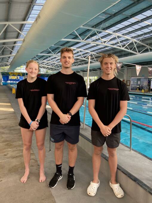 SWIMMING UP TO 30KM PER WEEK: Lilly Pott, coach Riley Miles and Kaleb Miles have been training tirelessly for the Australian age championships